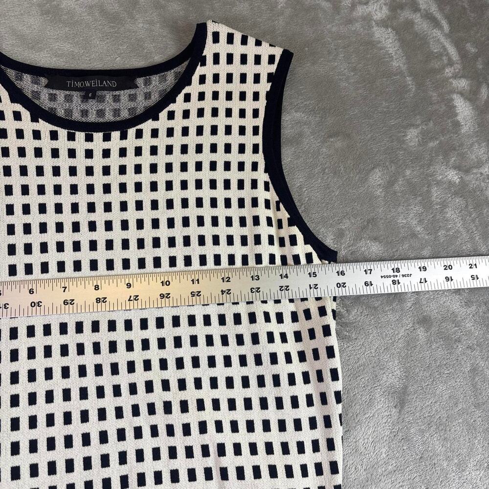 Timo Weiland Checkered Knit Dress Womens Sz 6 Black White Fit Flare Sleeveless - Picture 6 of 7